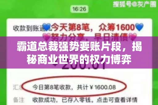 霸道总裁强势要账片段，揭秘商业世界的权力博弈
