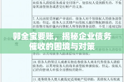 郭全宝要账，揭秘企业债务催收的困境与对策