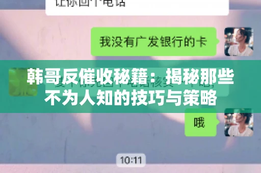 韩哥反催收秘籍：揭秘那些不为人知的技巧与策略